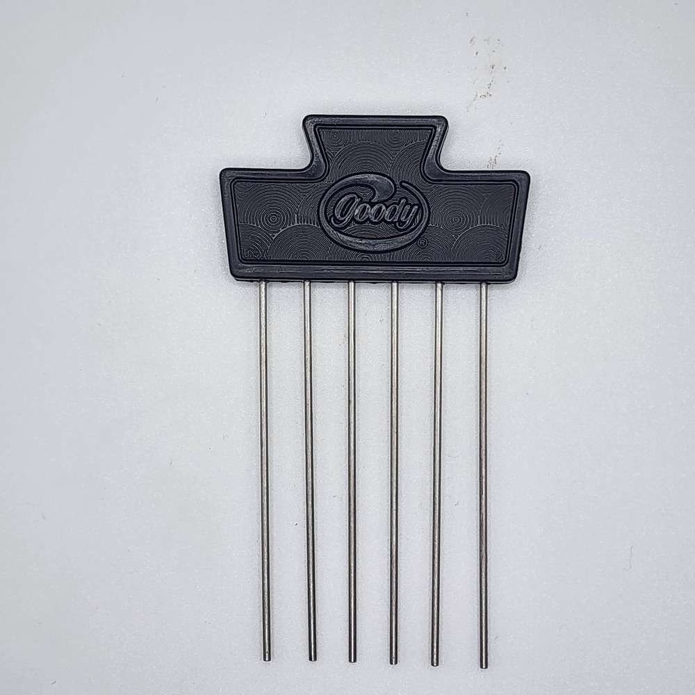 Vintage 80s Goody Hair Pick Comb Tease Lift Metal Purse Travel Black
